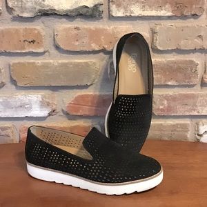 Franco Sarto Black Suede Florie Platform Loafer 9